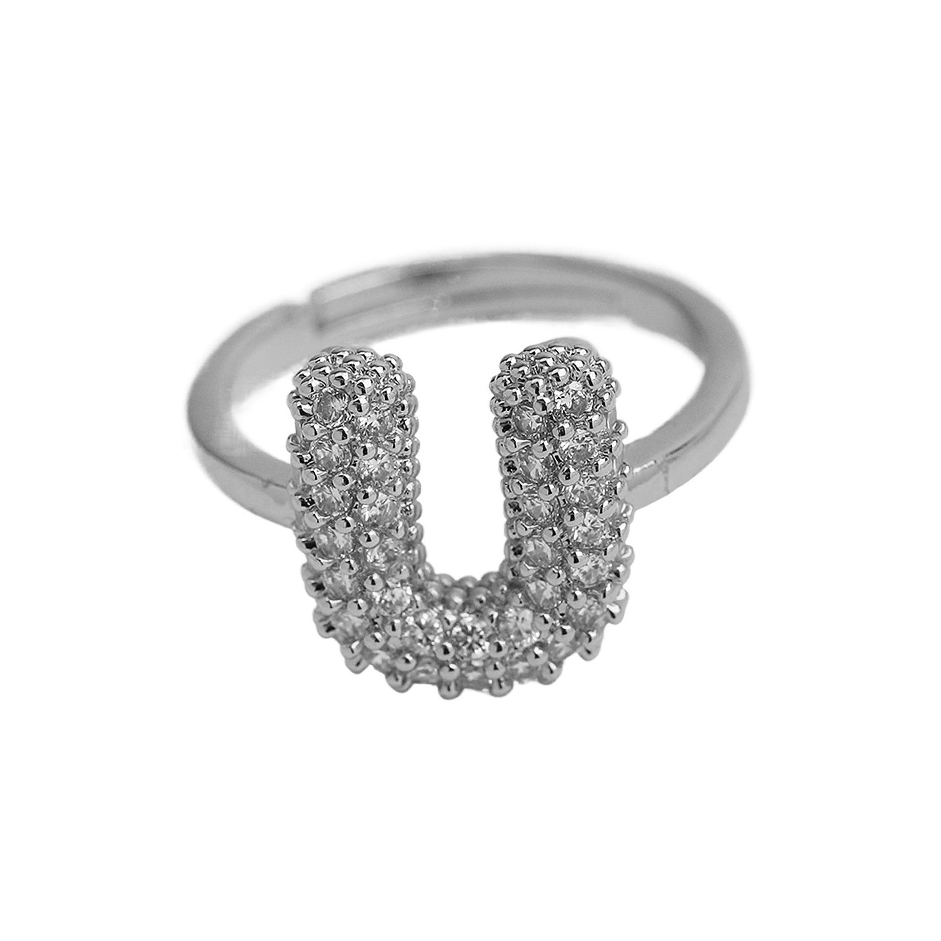 Adjustable Gold Plated Brass Alphabet Finger Ring