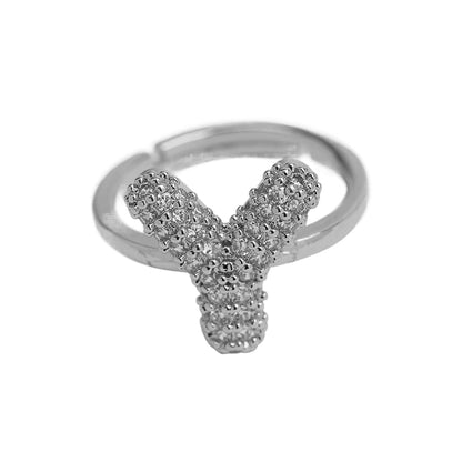 Adjustable Gold Plated Brass Alphabet Finger Ring