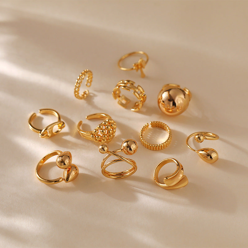 Adjustable Gold Plated Geometric Ring