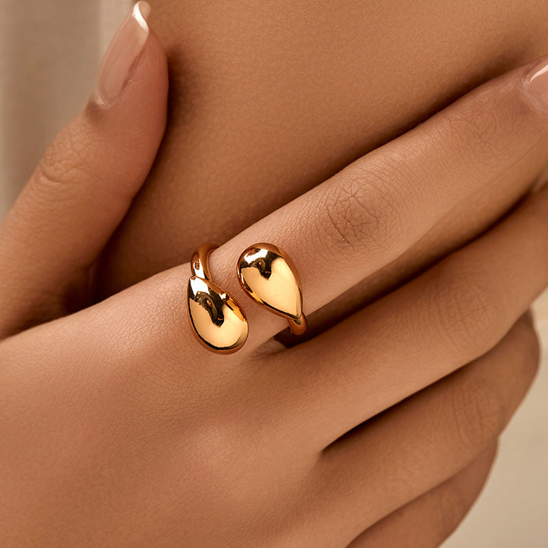 Adjustable Gold Plated Geometric Ring
