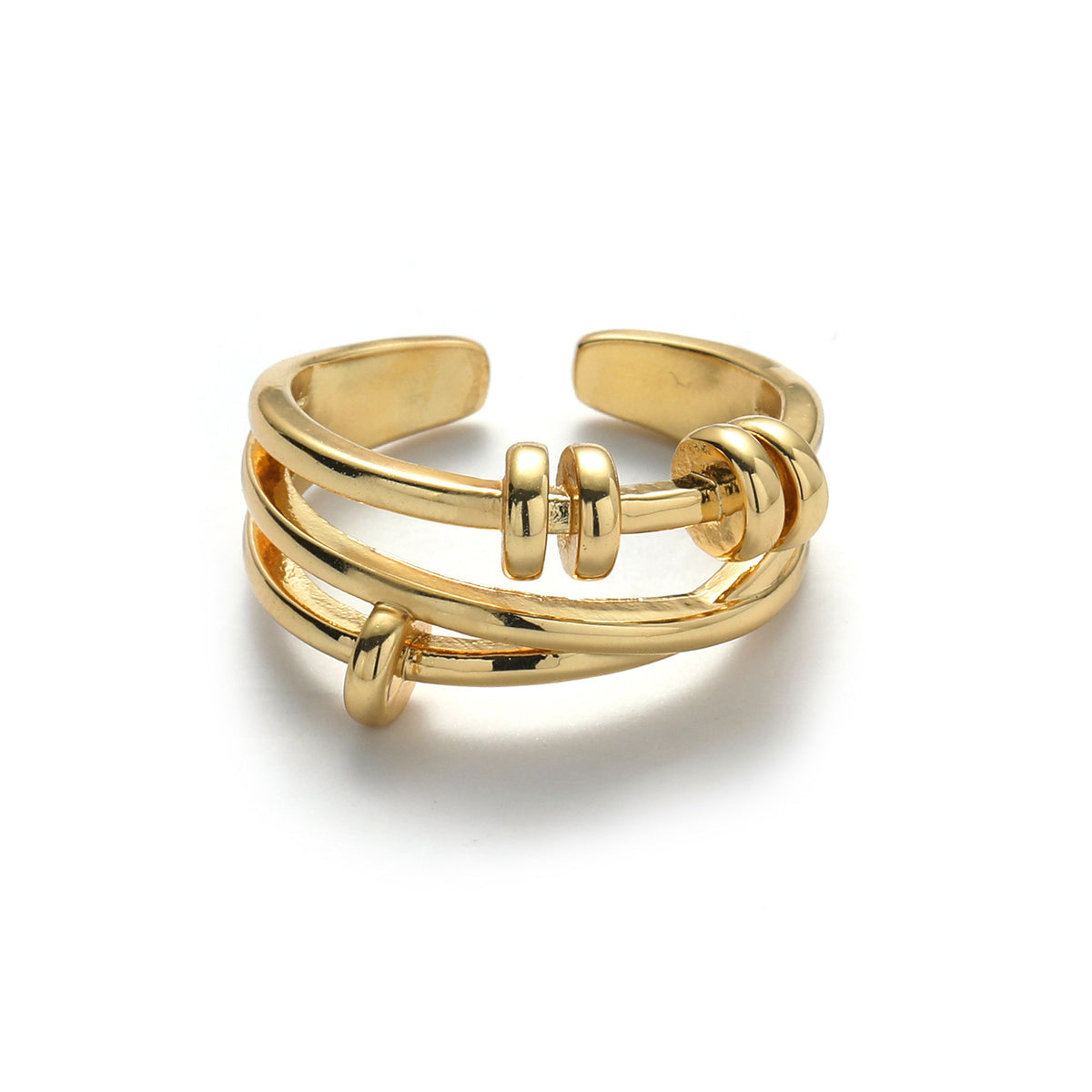 Adjustable Gold Plated Geometric Ring