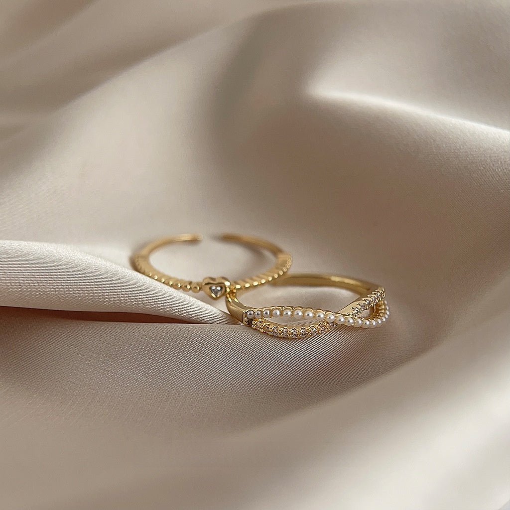Adjustable Gold-Plated Zircon Ring