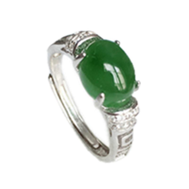 Adjustable green jade ring
