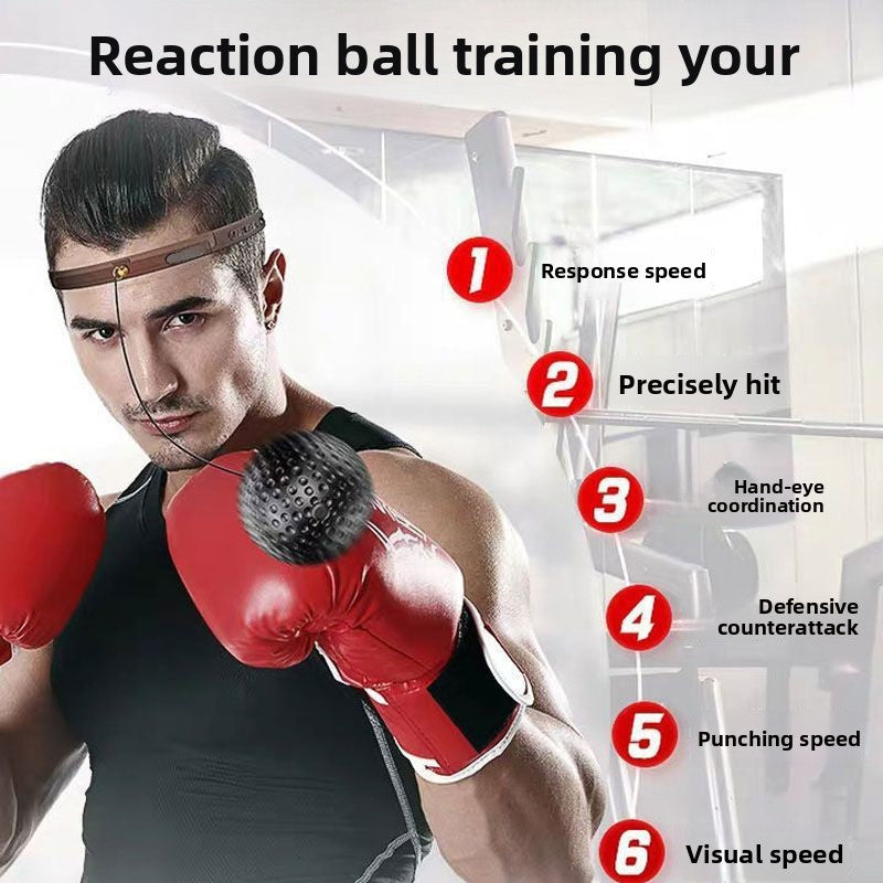 Adjustable Head-Mounted Boxing Reaction Ball with Rope for Training