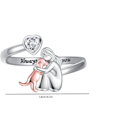 Adjustable Heart Animal Ring