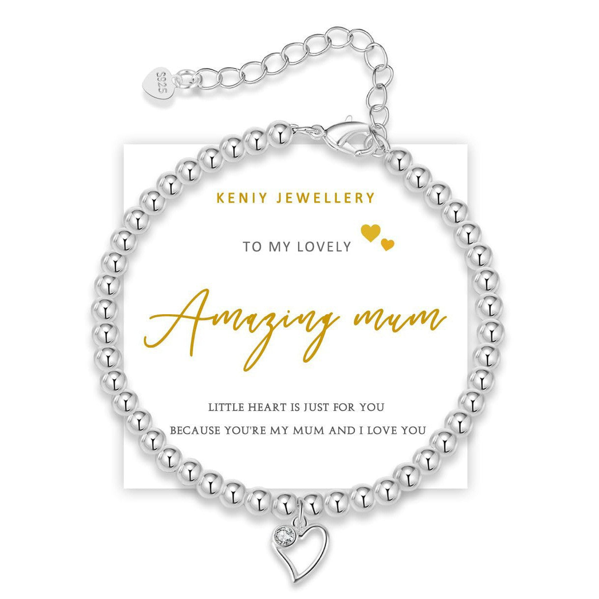 Adjustable Heart Bracelet with Diamond Accents