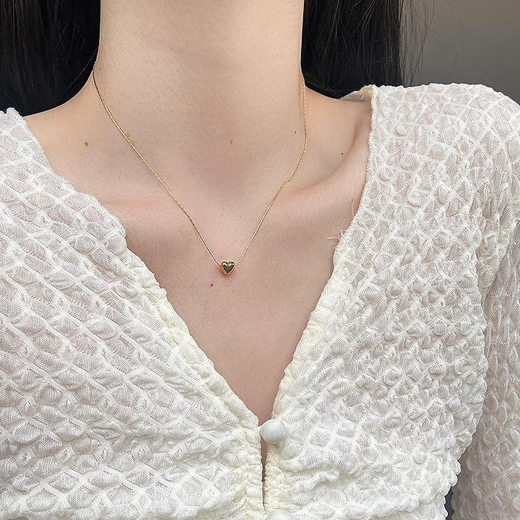 Adjustable Heart Pearl Embroidery Alloy Necklace