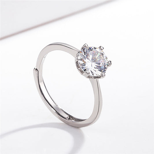 Adjustable Heart Shape Artificial Diamond Ring