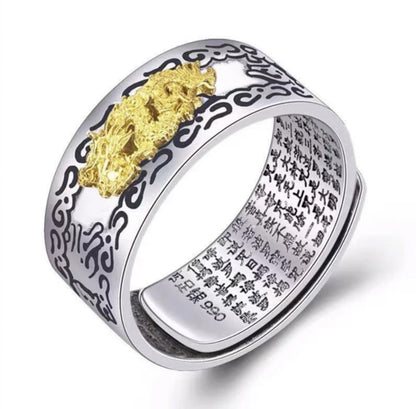 Adjustable Heart Sutra Pixiu Ring