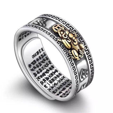 Adjustable Heart Sutra Pixiu Ring