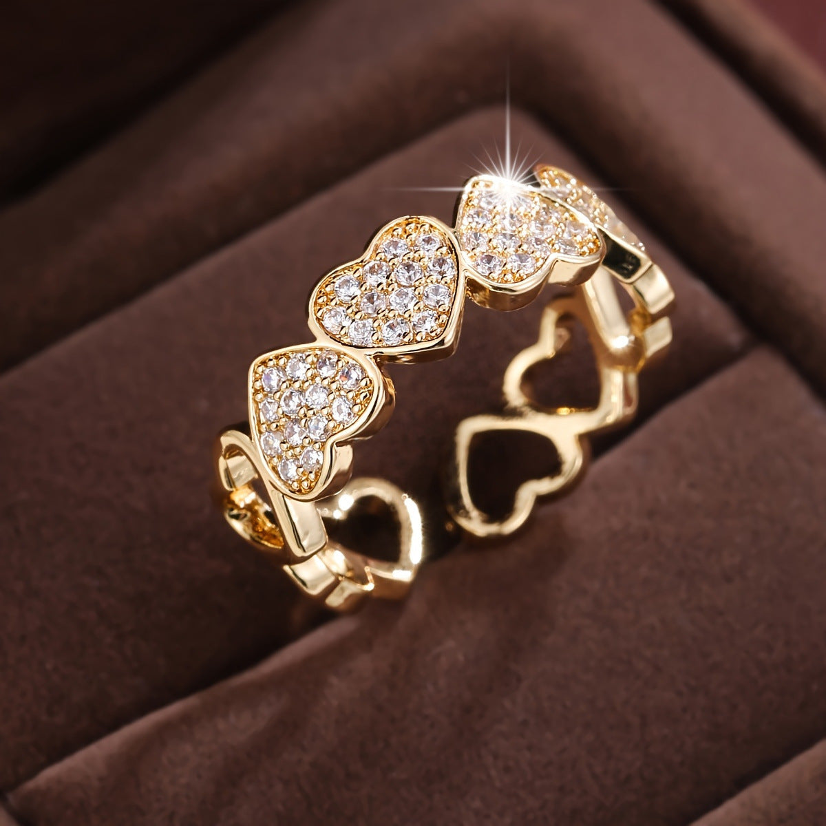 Adjustable Heart Zircon Ring