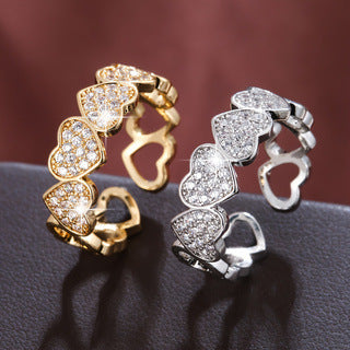 Adjustable Heart Zircon Ring
