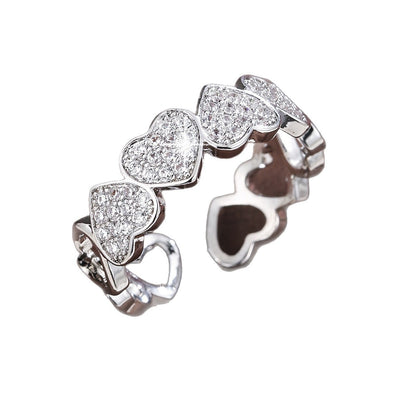 Adjustable Heart Zircon Ring