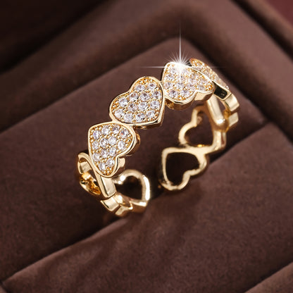 Adjustable Heart Zircon Ring