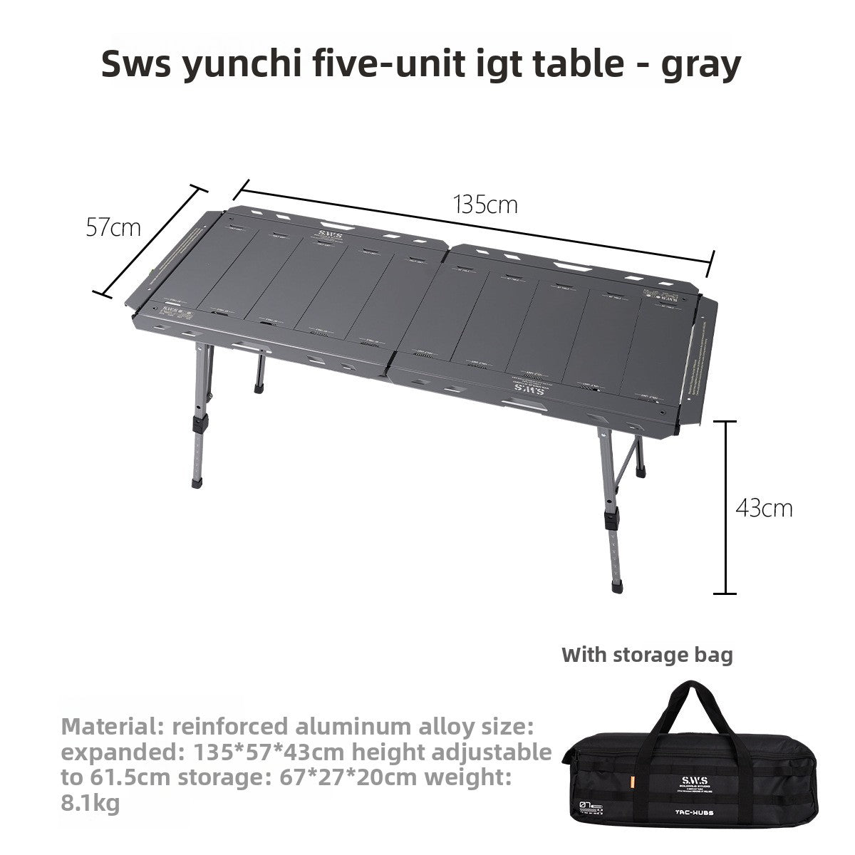 Adjustable Height Aluminum Alloy Folding Outdoor Table