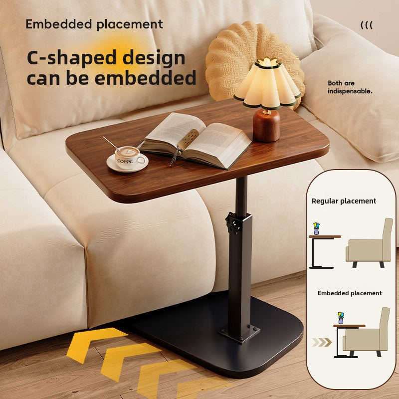Adjustable Height Mobile Side Table with Storage Shelf