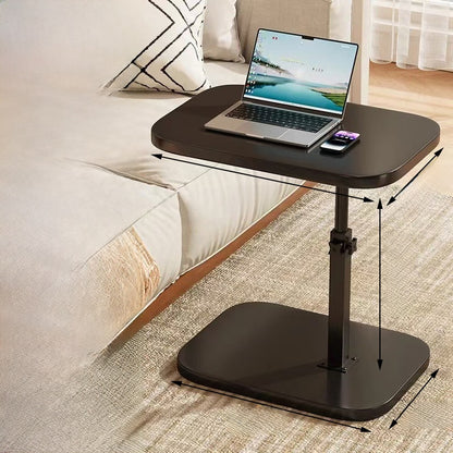 Adjustable Height Mobile Side Table with Storage Shelf