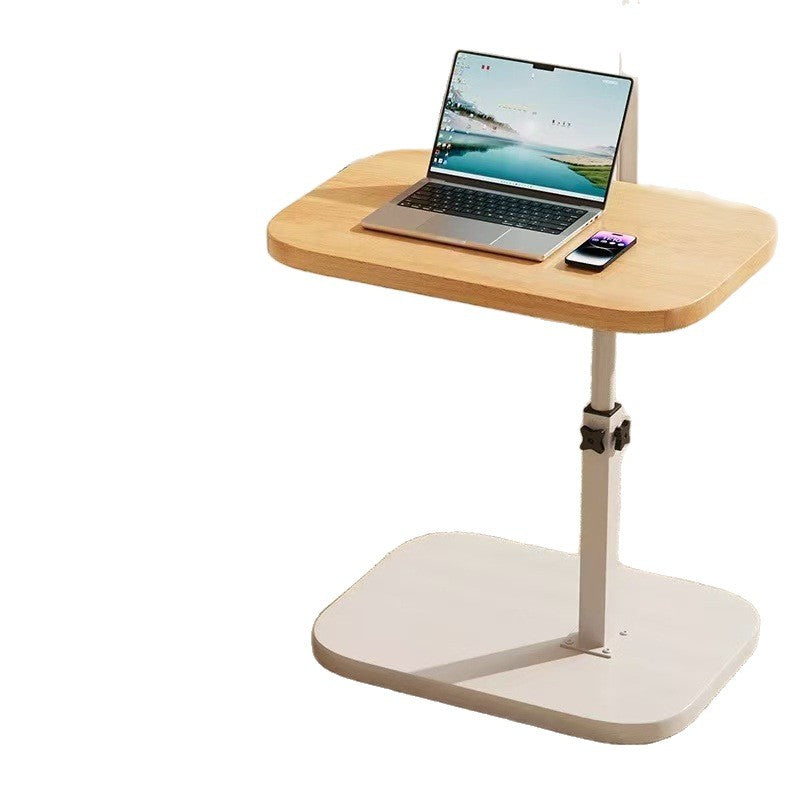 Adjustable Height Mobile Side Table with Storage Shelf
