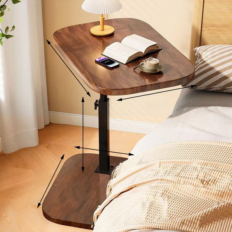 Adjustable Height Mobile Side Table with Storage Shelf