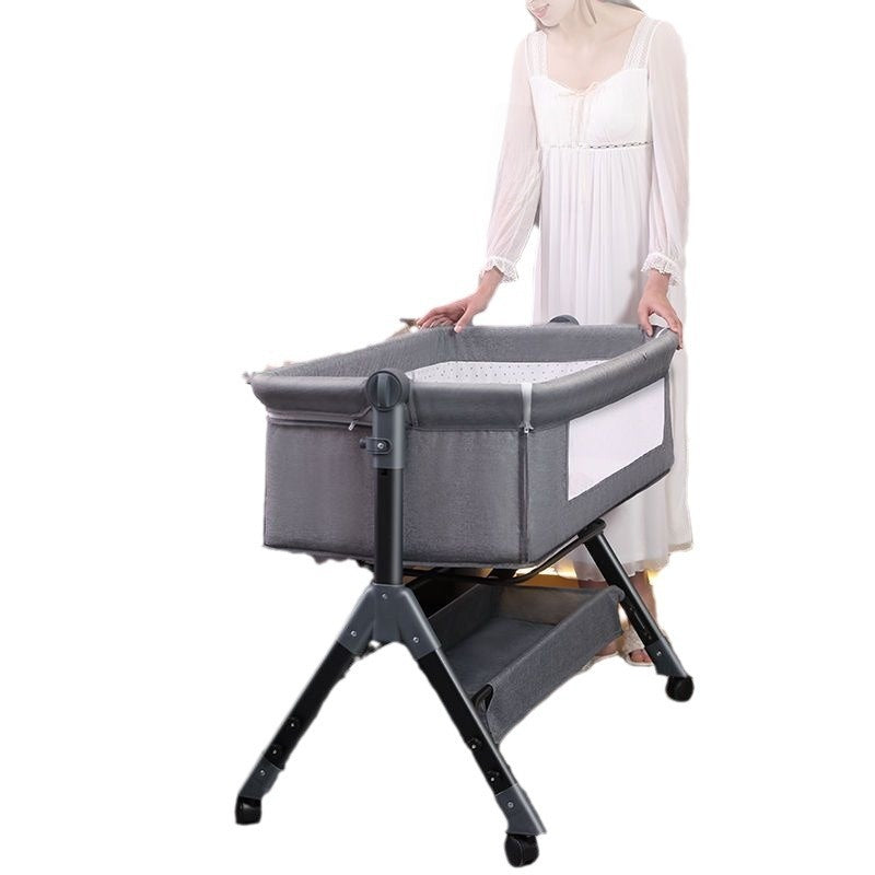 Adjustable Height Portable Baby Crib with Mosquito Net
