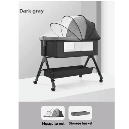 Adjustable Height Portable Baby Crib with Mosquito Net