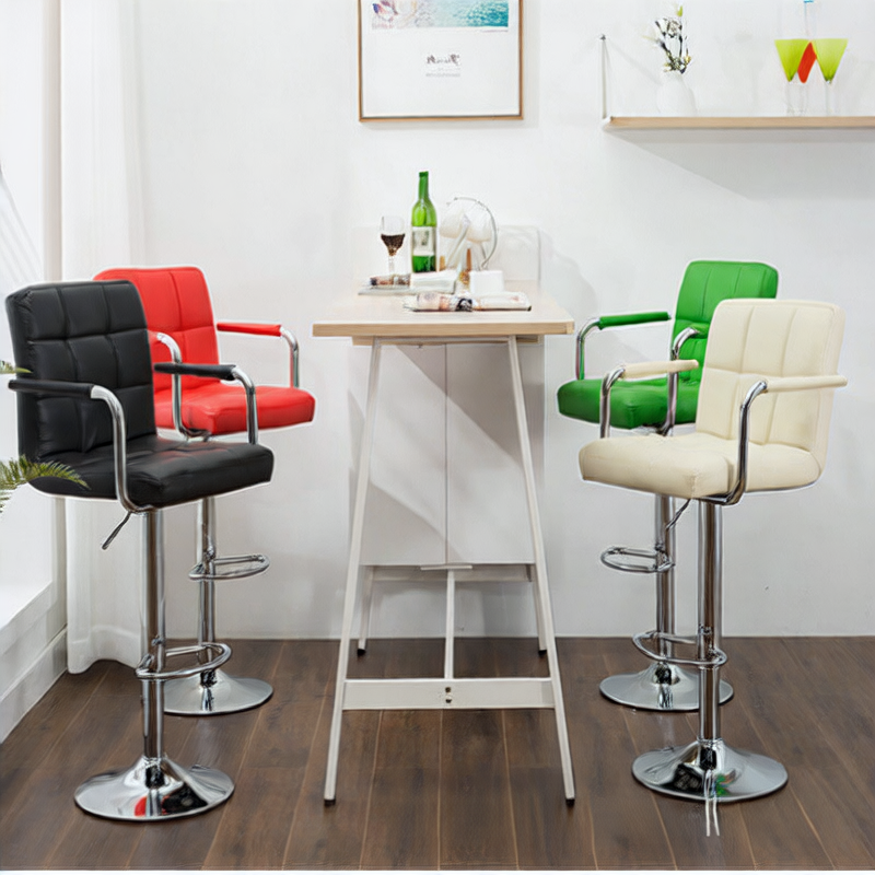 Adjustable Height Rotating Bar Stool with PU Leather Seat