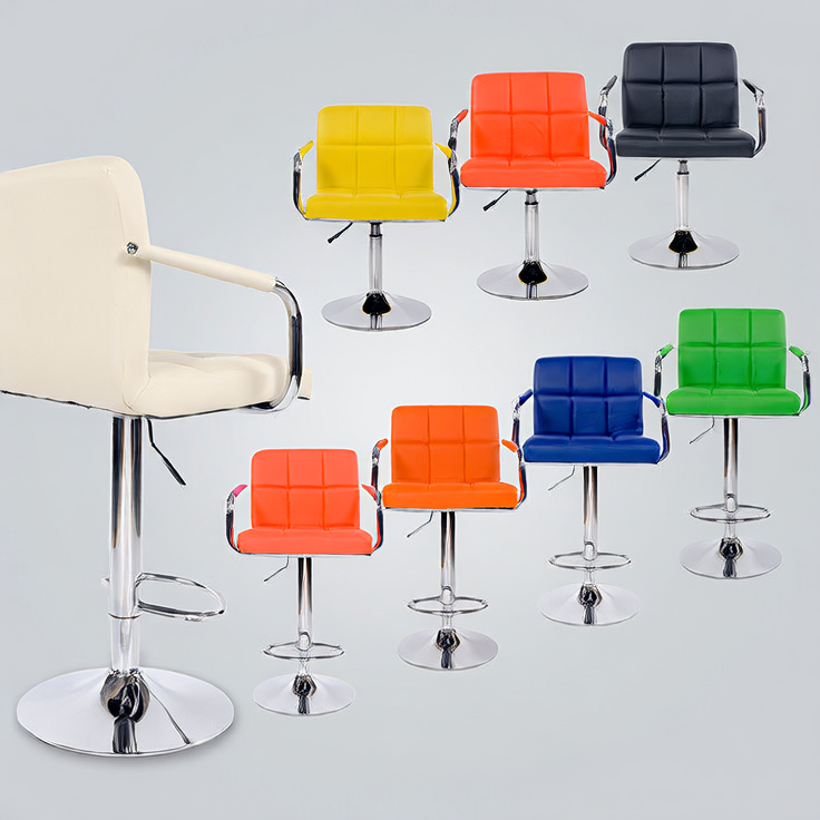 Adjustable Height Rotating Bar Stool with PU Leather Seat
