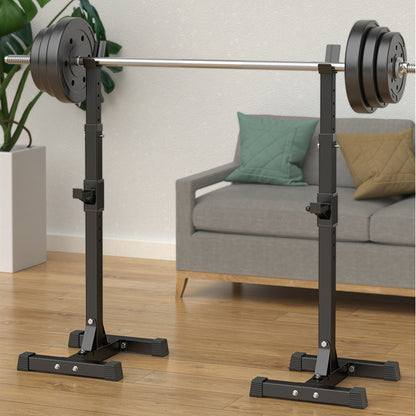 Adjustable Home Squat Rack with Barbell for Weightlifting