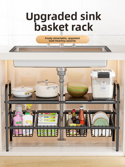 Adjustable Kitchen Sink Cabinet Storage Rack