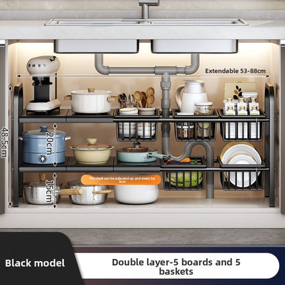 Adjustable Kitchen Sink Cabinet Storage Rack