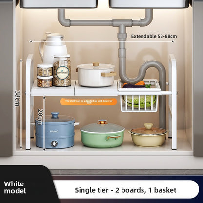 Adjustable Kitchen Sink Cabinet Storage Rack
