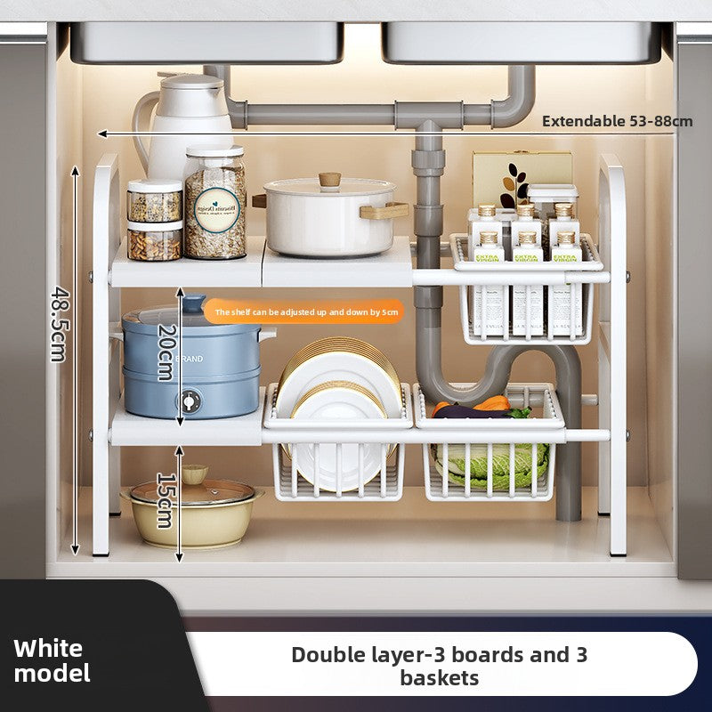 Adjustable Kitchen Sink Cabinet Storage Rack