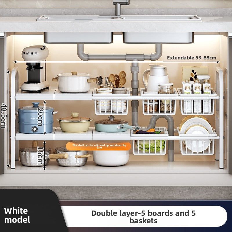 Adjustable Kitchen Sink Cabinet Storage Rack