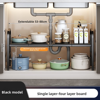 Adjustable Kitchen Sink Cabinet Storage Rack