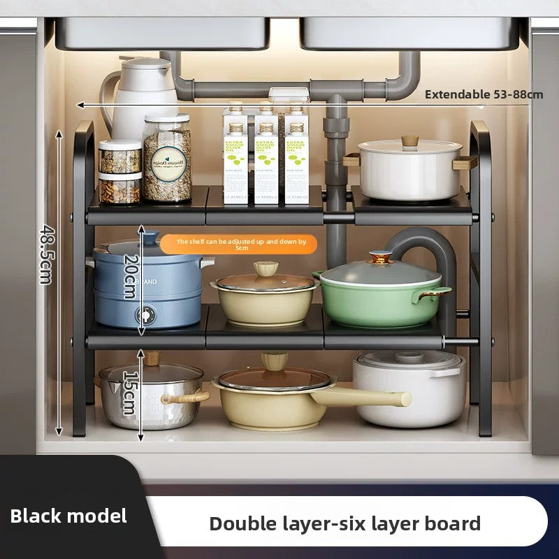 Adjustable Kitchen Sink Cabinet Storage Rack