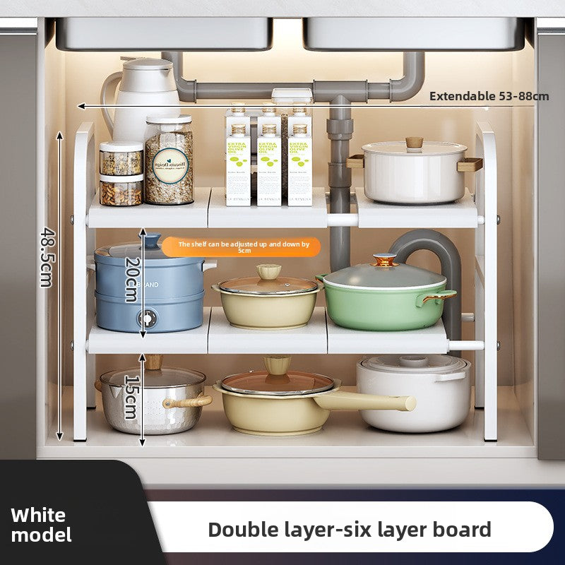 Adjustable Kitchen Sink Cabinet Storage Rack