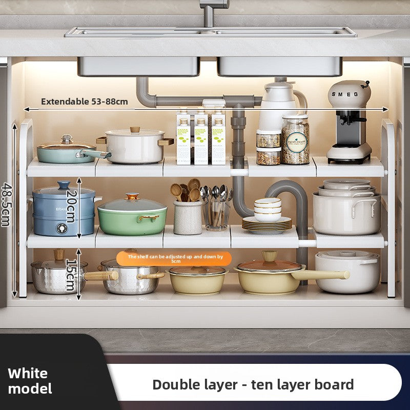 Adjustable Kitchen Sink Cabinet Storage Rack