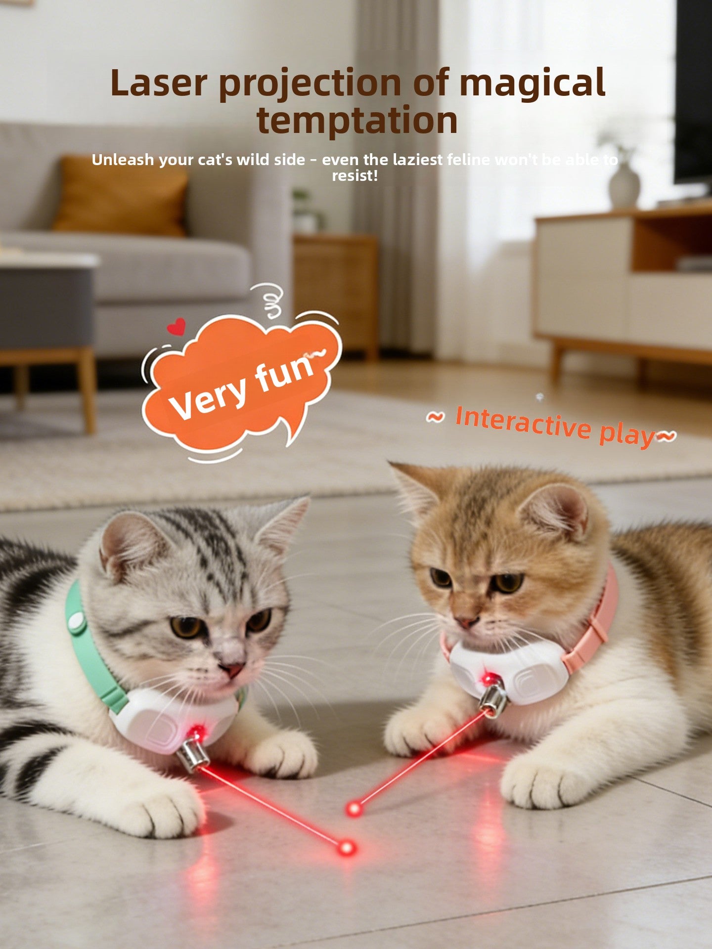 Adjustable Laser Cat Collar with Interactive Projection