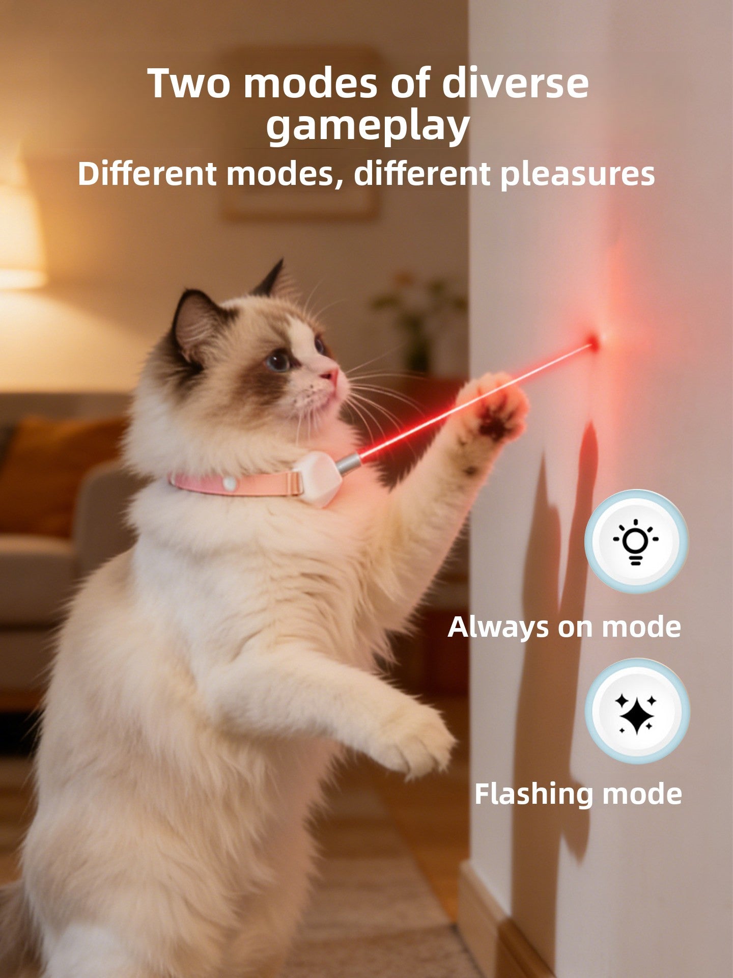 Adjustable Laser Cat Collar with Interactive Projection