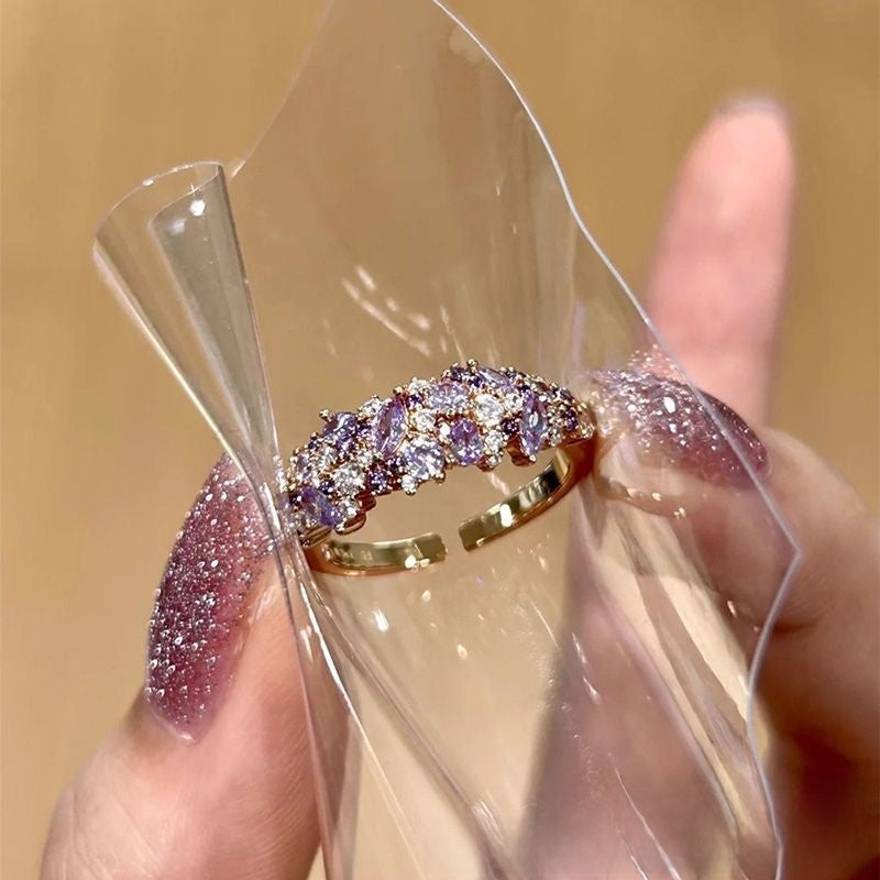 Adjustable Lavender Zircon Open Ring