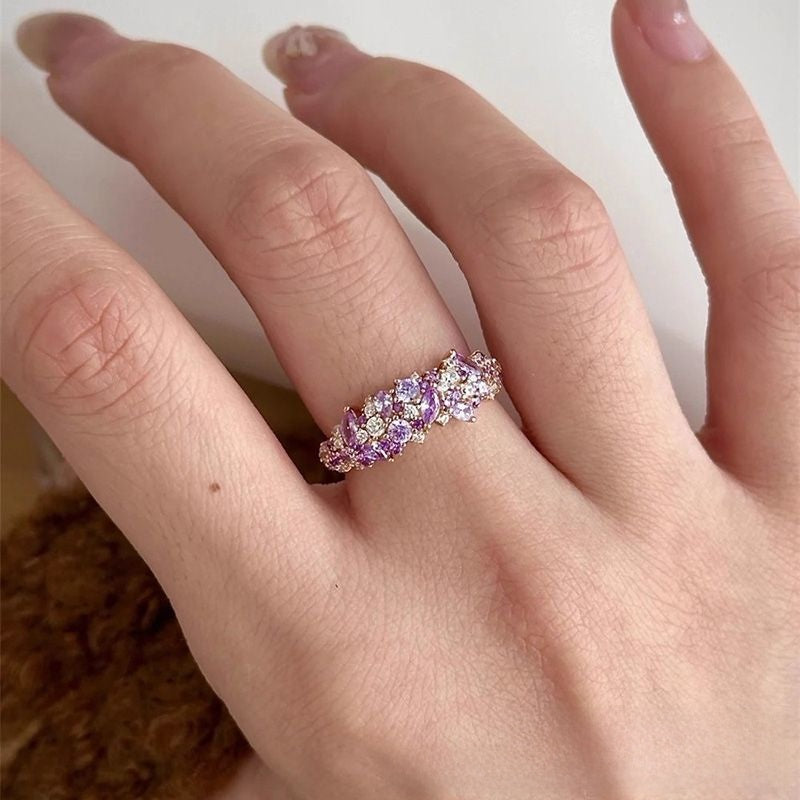 Adjustable Lavender Zircon Open Ring