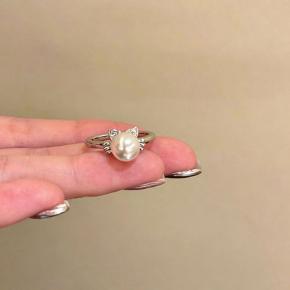 Adjustable Layered Pearl Ring for Women
