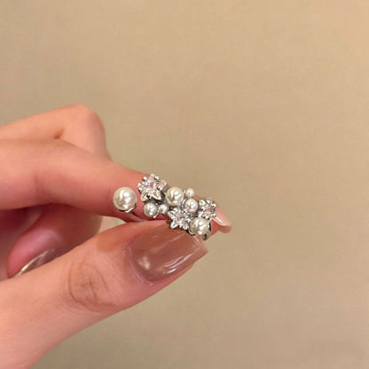 Adjustable Layered Pearl Ring for Women