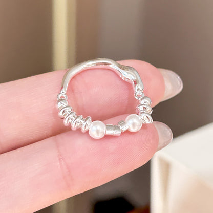 Adjustable Layered Pearl Ring for Women