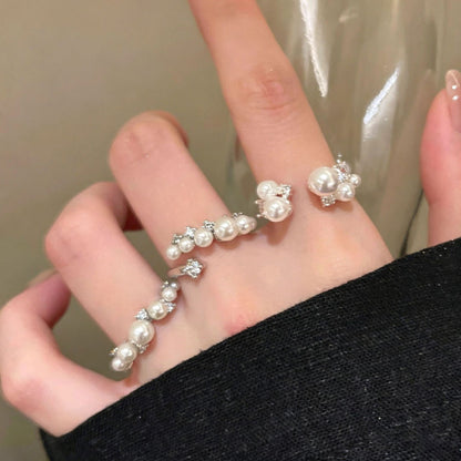 Adjustable Layered Pearl Ring for Women