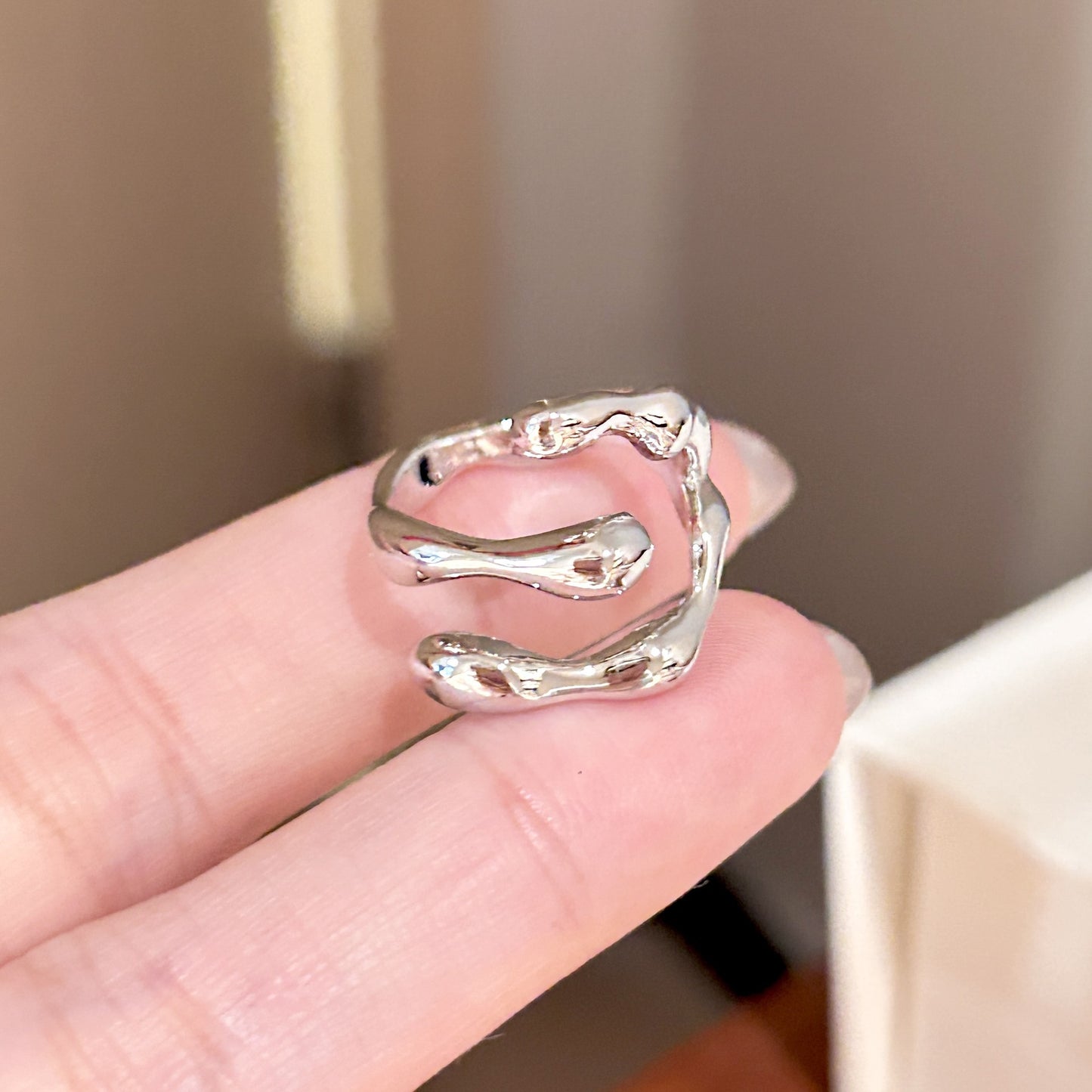 Adjustable Layered Pearl Ring for Women