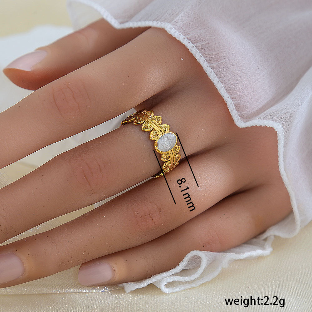 Adjustable Leaf Design Gold Plated Ring