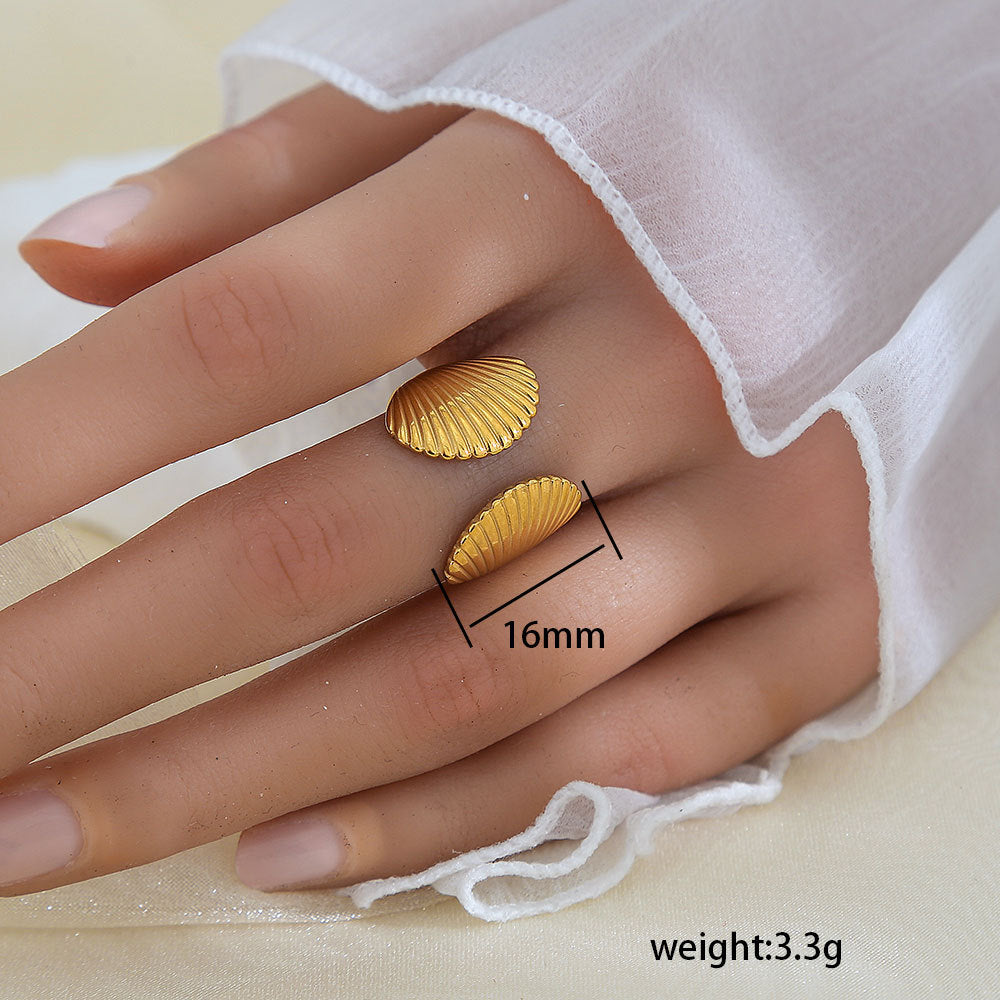Adjustable Leaf Design Gold Plated Ring