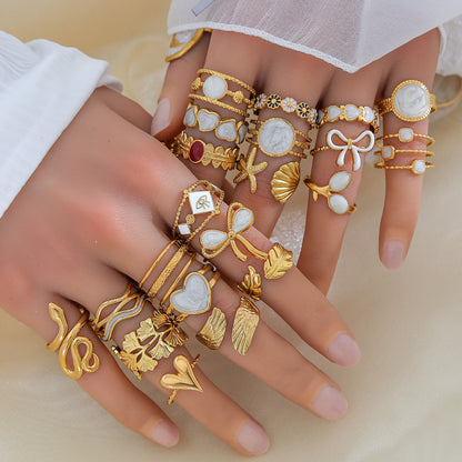 Adjustable Leaf Design Gold Plated Ring