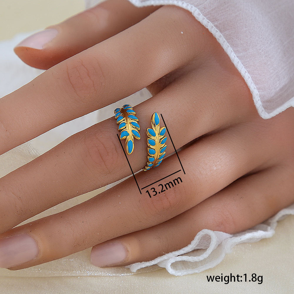 Adjustable Leaf Design Gold Plated Ring